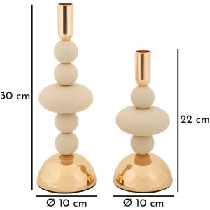 Mauro Ferretti Portacandele Galaxy crema – Set da 2 Ø 10x22 cm e Ø 10x30 cm