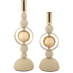Mauro Ferretti Portacandele Saturn crema – Set da 2...