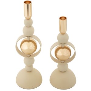 Mauro Ferretti Portacandele Saturn crema – Set da 2...