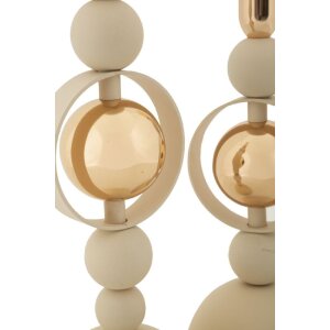 Mauro Ferretti Portacandele Saturn crema – Set da 2 Ø 10x27 cm e Ø 10x33 cm