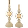 Mauro Ferretti Portacandele Saturn crema – Set da 2 Ø 10x27 cm e Ø 10x33 cm