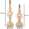 Mauro Ferretti Portacandele Saturn crema – Set da 2 Ø 10x27 cm e Ø 10x33 cm