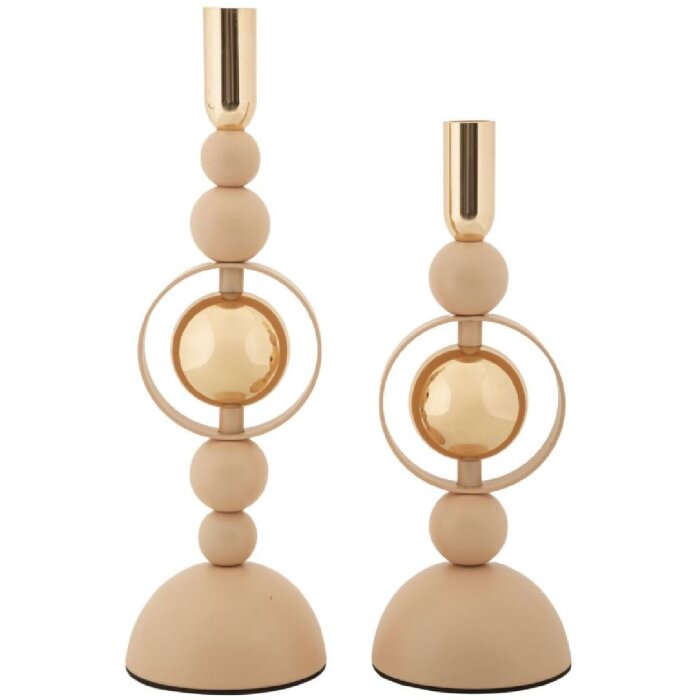 Mauro Ferretti portacandele Saturn rosa – Set da 2 Ø 10x27 cm e Ø 10x33 cm