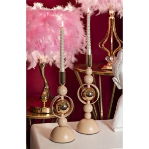 Mauro Ferretti portacandele Saturn rosa – Set da 2 Ø 10x27 cm e Ø 10x33 cm