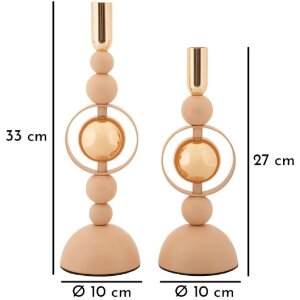 Mauro Ferretti portacandele Saturn rosa – Set da 2 Ø 10x27 cm e Ø 10x33 cm