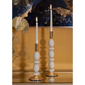 Set di 2 portacandele Shuttle crema Mauro Ferretti Ø 10x25 cm e Ø 10x33,5 cm