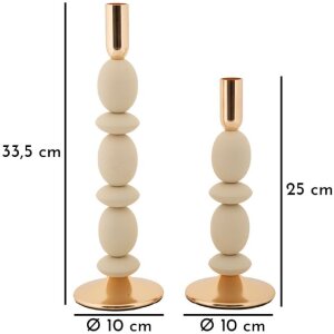 Set di 2 portacandele Shuttle crema Mauro Ferretti Ø 10x25 cm e Ø 10x33,5 cm