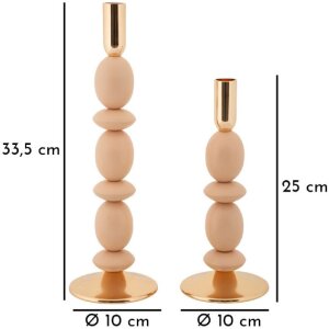 Mauro Ferretti Portacandele Shuttle rosa – Set da 2 Ø 10x25 cm e Ø 10x33,5 cm