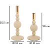 Portacandele Aster crema Mauro Ferretti – Set da 2 Ø 10x20 cm e Ø 10x25,5 cm