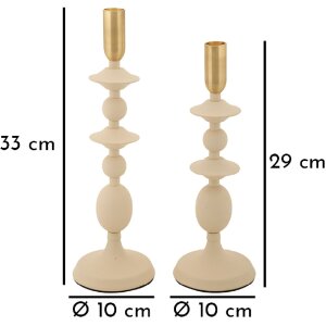Portacandele Gemini crema Mauro Ferretti – Set da 2 Ø 10x29 cm e Ø 10x33 cm