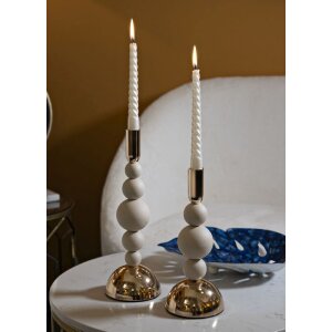 Mauro Ferretti portacandele Bolly crema – Set da 2 Ø 10x24 cm e Ø 10x29,5 cm