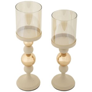 Mauro Ferretti Portacandele Glassy crema – Set da 2...