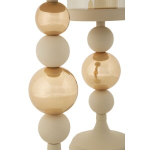 Mauro Ferretti Portacandele Glassy crema – Set da 2 Ø 10x32 cm e Ø 10x36 cm