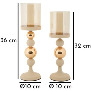 Mauro Ferretti Portacandele Glassy crema – Set da 2 Ø 10x32 cm e Ø 10x36 cm