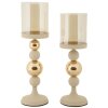 Mauro Ferretti Portacandele Glassy crema – Set da 2 Ø 10x32 cm e Ø 10x36 cm