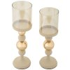 Mauro Ferretti Portacandele Glassy crema – Set da 2 Ø 10x32 cm e Ø 10x36 cm