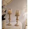 Mauro Ferretti Portacandele Glassy crema – Set da 2 Ø 10x32 cm e Ø 10x36 cm
