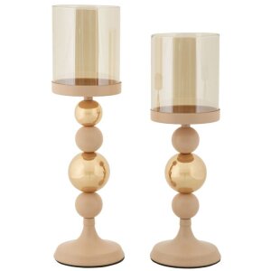 Portacandele in vetro Glassy rosa – Set da 2...