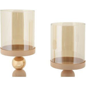 Portacandele in vetro Glassy rosa – Set da 2 Ø 10x32 cm e Ø 10x36 cm