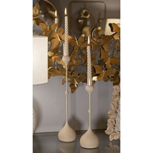 Mauro Ferretti Portacandele Slimmy crema – Set da 2 Ø 8x26 cm e Ø 8x37 cm