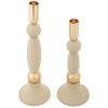 Mauro Ferretti Portacandele Strek crema – Set da 2 Ø 9,5x25 cm e Ø 9,5x30 cm