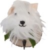 Gruccio da parete a forma di cane in pelliccia Clayre & Eef 66295 11x15x14 cm Bianco e Marrone