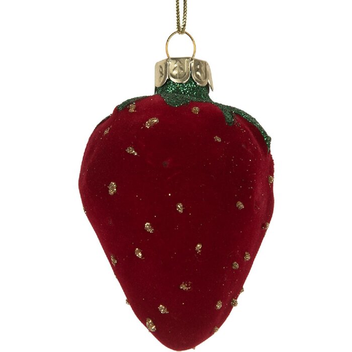 Ornamento Natalizio in Vetro Clayre & Eef 6GL5250 6x5x8 cm Rosso & Verde