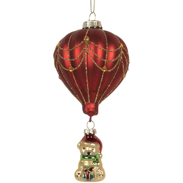 Clayre & Eef 6GL5255 Ornamento Natalizio Rosso e Color Oro Ø 7x15 cm