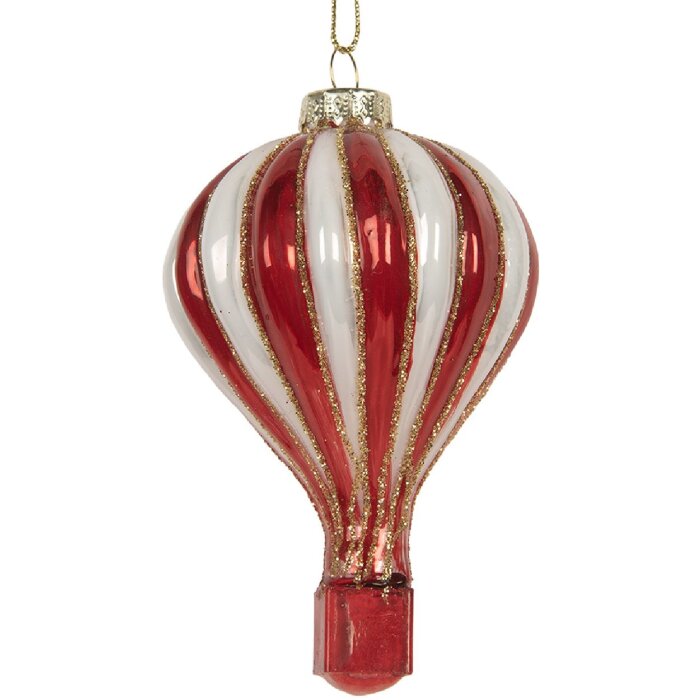 Ornamento natalizio in vetro Clayre & Eef 6GL5258 Rosso-Bianco Ø 6x9 cm