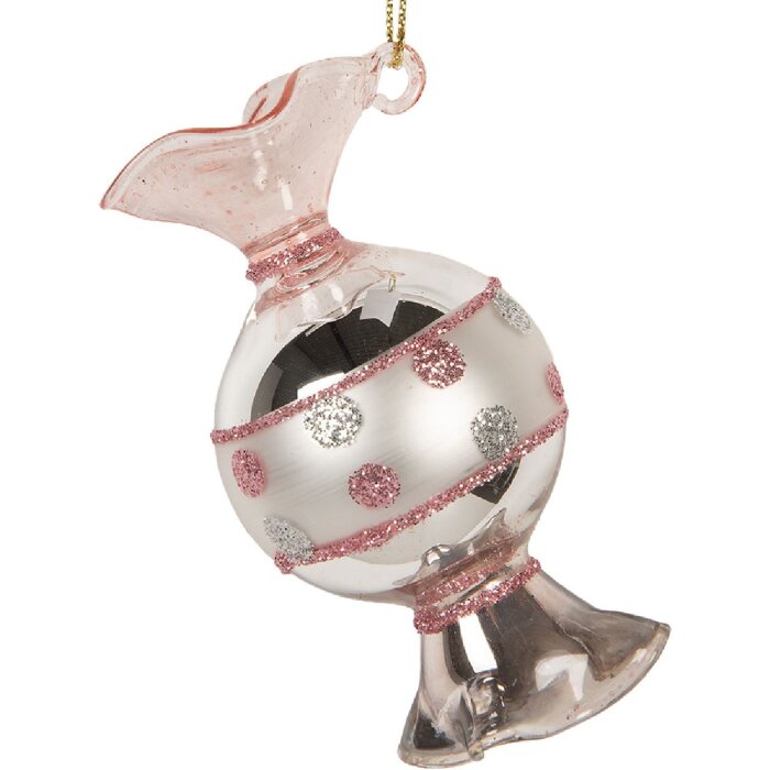Ornamento Natalizio Clayre & Eef 6GL5276 Ø 4x8 cm Argento Rosa