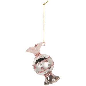 Ornamento Natalizio Clayre & Eef 6GL5276 Ø 4x8 cm Argento Rosa
