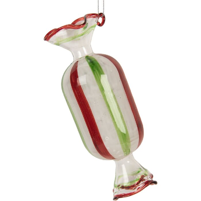 Clayre & Eef 6GL5277 Ornamento Natalizio Ø 5x13 cm Bianco e Rosso