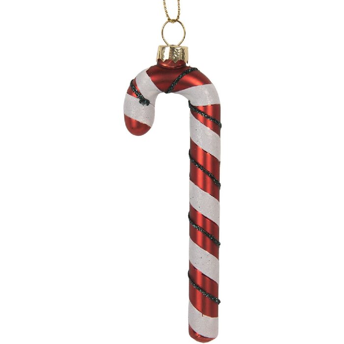 Clayre & Eef 6GL5281 Ornamento Natalizio 4x1x12 cm Rosso e Bianco