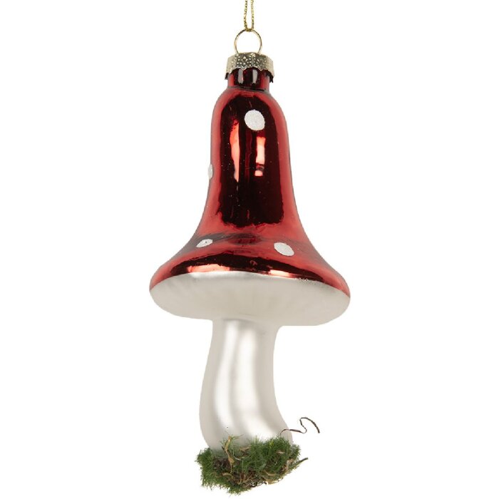 Ornamento Natalizio in Vetro Clayre & Eef 6GL5287 Ø 6x12 cm Rosso e Bianco