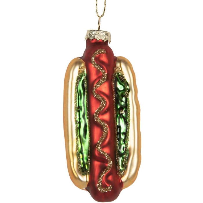 Ornamento Natalizio Clayre & Eef 6GL5297 4x3x10 cm Oro e Rosso