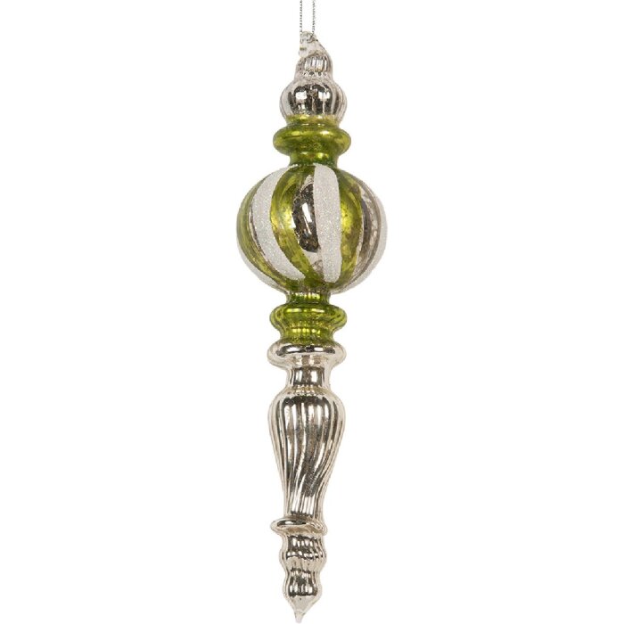 Palla di Natale in vetro Clayre & Eef 6GL5304 Ø 5x18 cm Argento Verde