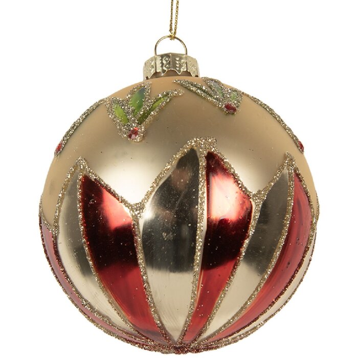 Palla per albero di Natale Clayre & Eef 6GL5316 Ø 8x8 cm Dorata Rossa
