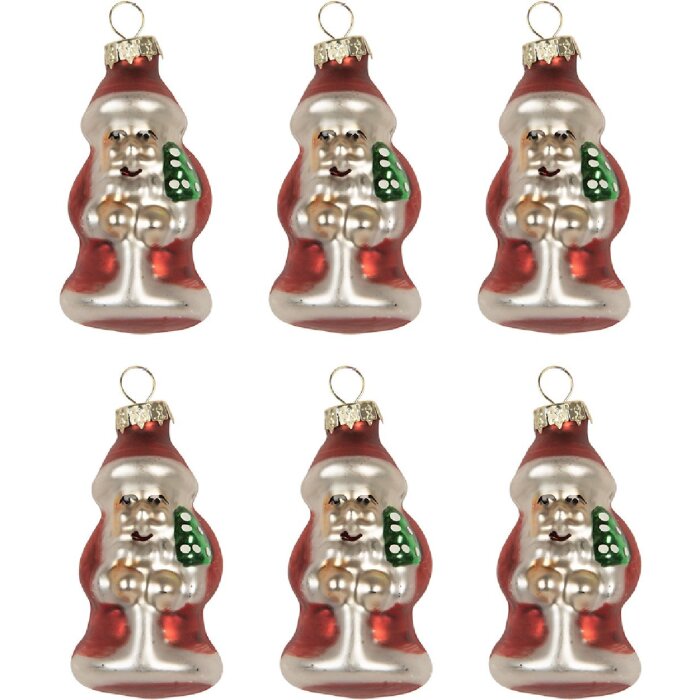 Clayre & Eef 6GL5322 Ornamenti Natalizi (Set 6) Ø 3x35 cm Rosso Argento