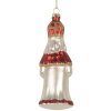 Ornamento Natalizio in Vetro Clayre & Eef 6GL5324 5x5x15 cm Rosso e Bianco