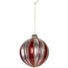 Pallina per albero di Natale Clayre & Eef 6GL5325 Ø 8x8 cm Rossa e Argentata