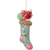 Clayre & Eef 6PR5615 Decorazione Ciondolo Orsetto in Calza di Natale 7x5x15 cm