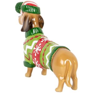 Clayre & Eef 6PR5620 Decorazione Cane (Bassotto) 24x5x14 cm Marrone e Verde