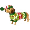 Clayre & Eef 6PR5620 Decorazione Cane (Bassotto) 24x5x14 cm Marrone e Verde