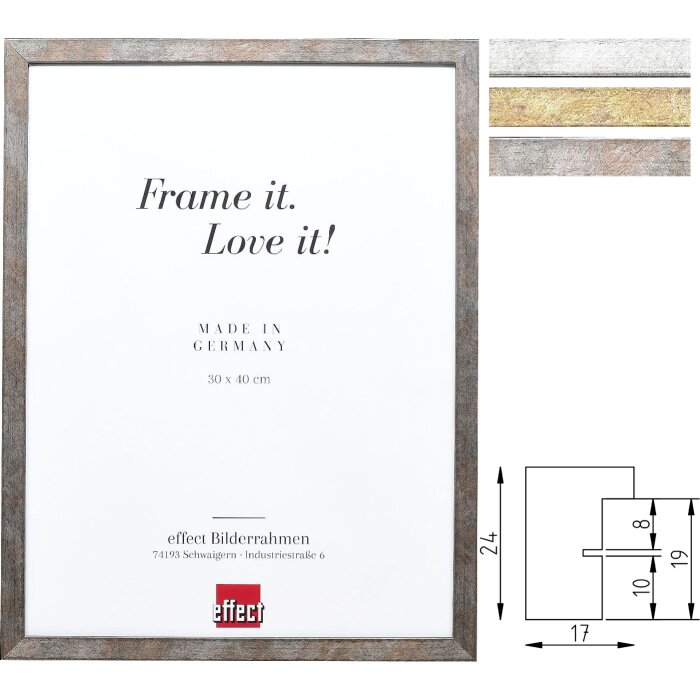 Effect Cornice foto Profil 42 legno massello oro argento antracite vari vetri