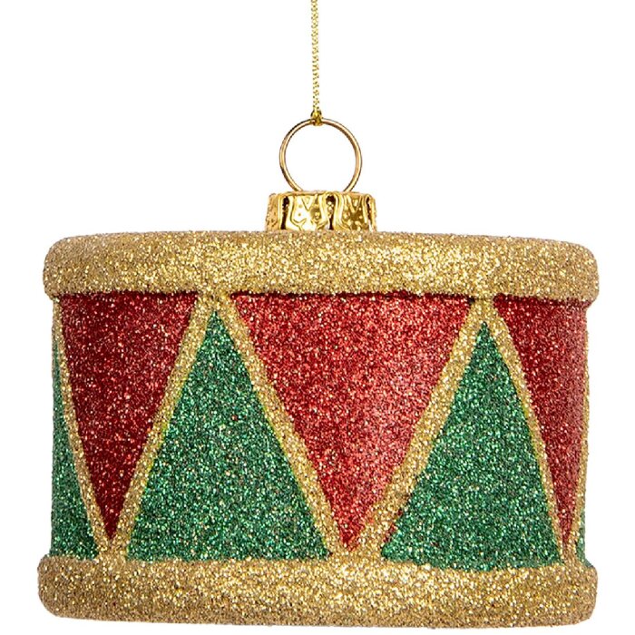 Clayre & Eef 66088 Decorazione Ciondolo Tamburo Ø 7x5 cm Rosso
