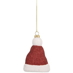 Clayre & Eef 66089 Decorazione Ciondolo Cappello di Babbo Natale 7x4x10 cm Rosso