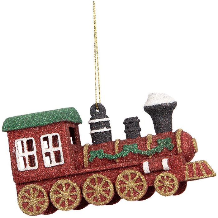 Clayre & Eef 66092 Decorazione Ciondolo Locomotiva 12x4x7 cm Rosso Verde