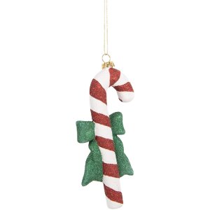 Clayre & Eef 66093 Decorazione Pendente Bastoncello di Caramella 8x3x17 cm Rosso Bianco