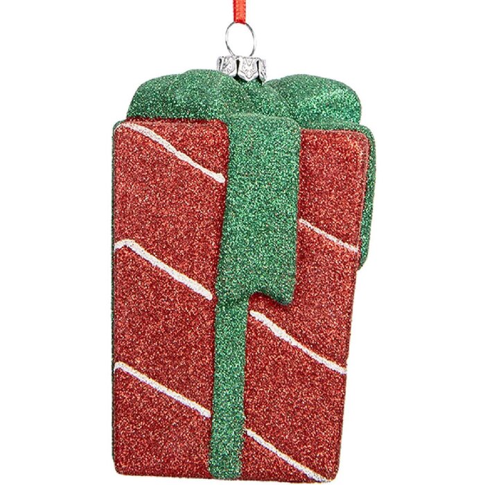 Clayre & Eef 66095 Decorazione Ornamento Scatola Regalo 8x8x11 cm Rossa e Verde