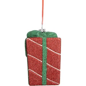 Clayre & Eef 66095 Decorazione Ornamento Scatola Regalo 8x8x11 cm Rossa e Verde